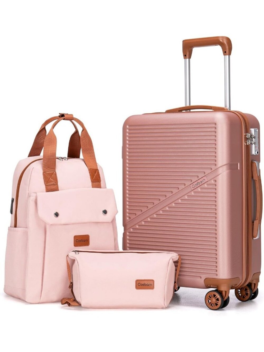 3-Piece Carry-On Luggage Set - Airline Approved Suitcases, Travel Essentials